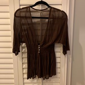 Brown sheer top - xs